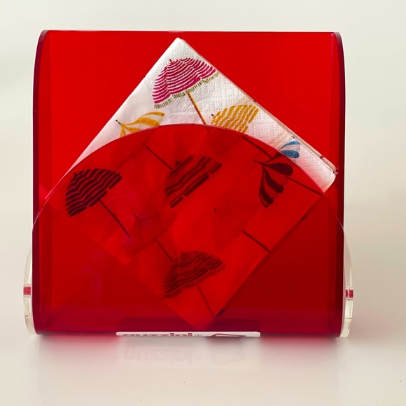 Italian designer Guzzini napkin holder in red. - Picture 2 of 4
